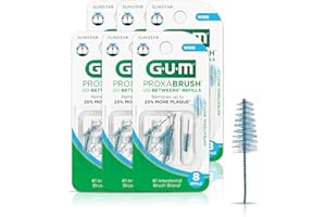GUM Proxabrush Go-Betweens Refills - Wide - Compatible with GUM Permanent Handle - Reusable Interdental Brushes - Soft Bristled Dental Picks, 8ct(6pk)