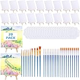 20 Pack 5.9In Canvas Boards for Drawing, Mini Painting Canvas with Easel Set, Painting Kits