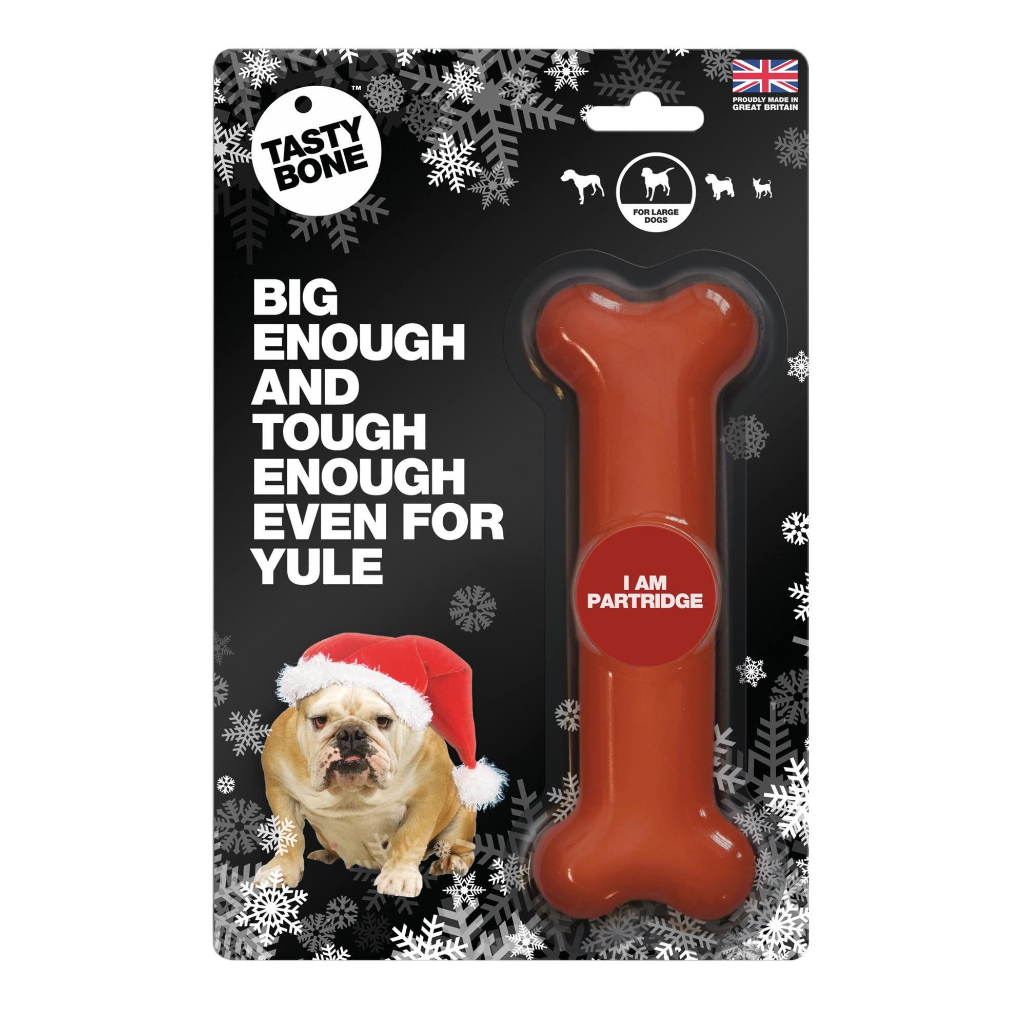 TastyBone Festive Nylon Dog Chew Toy for Large Dogs (Partridge) - Christmas Dog Present, Indestructible for Aggressive Chewers, Everlasting Flavour, Made in the UK