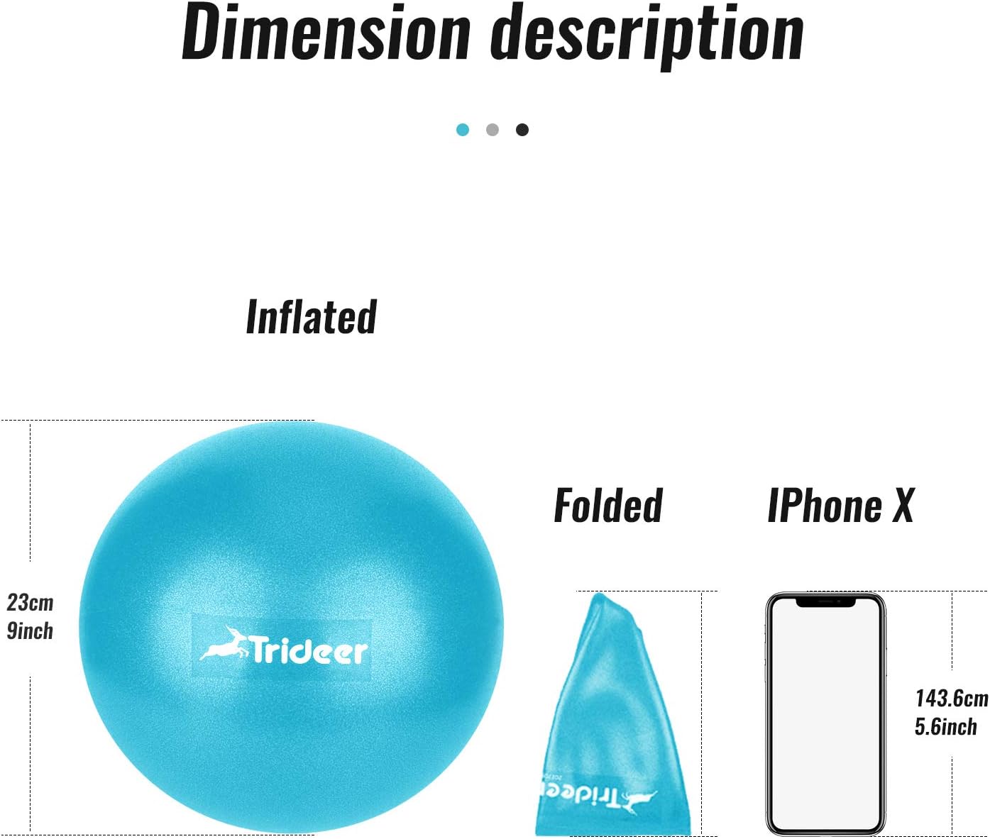 Trideer Pilates Ball, Barre Ball, Mini Exercise Ball, 9 Inch Small Bender Ball, Pilates, Yoga, Core Training and Physical Therapy, Improves Balance, Core Strength & Posture (Turkis (23cm)): Sports & Outdoors