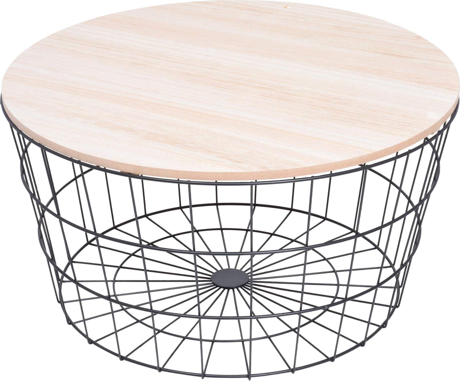 idooka Round Coffee Table for Living Room Decor Large Storage Basket