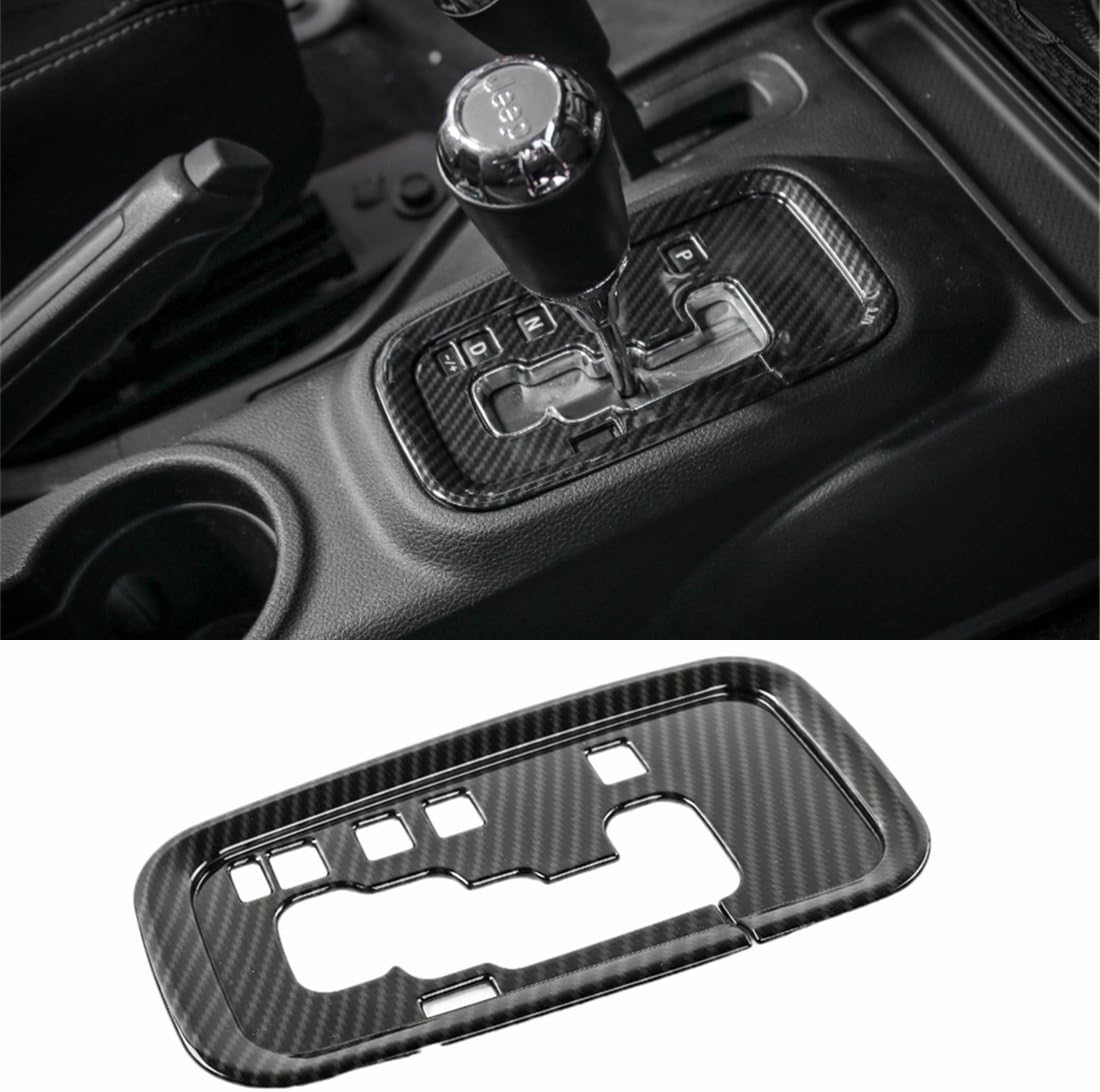 YOCTM for Jeep Wrangler 2011 2012 2013 2014 2015 2016 2017 Accessories Gear Shift Plate Shifter Transfer Full Cover Decoration Interior Trims Carbon Fiber Look JK JKU Rubicon Sahara ABS Car Styling