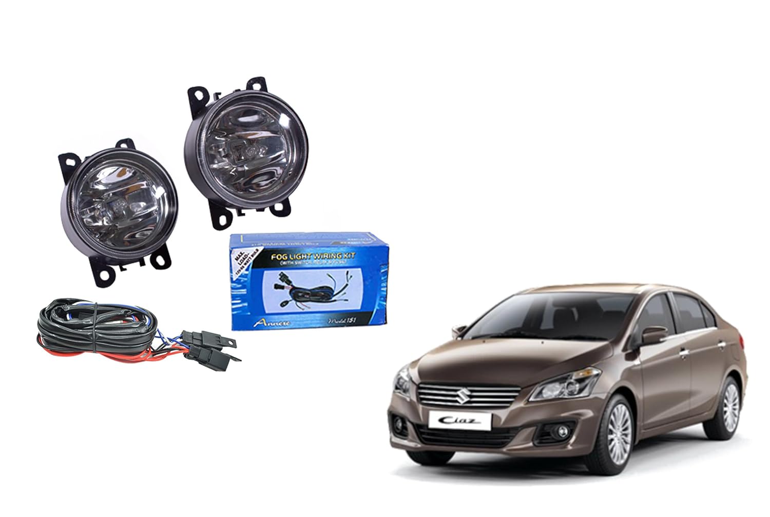 AutoFurnish Maruti Suzuki Ciaz Fog Light Lamp Set of 2 Pcs. with Wiring Amazon.in Car & Motorbike