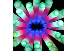 SHQDD 100 Pack LED Glow Sticks for Wedding, Bulk Foam Glow Sticks with 3 Modes Colorful Flashing, Glow Stick Bulk Party Pack for Wedding, Raves, Concert,Camping, Sporting Events, Pool Party