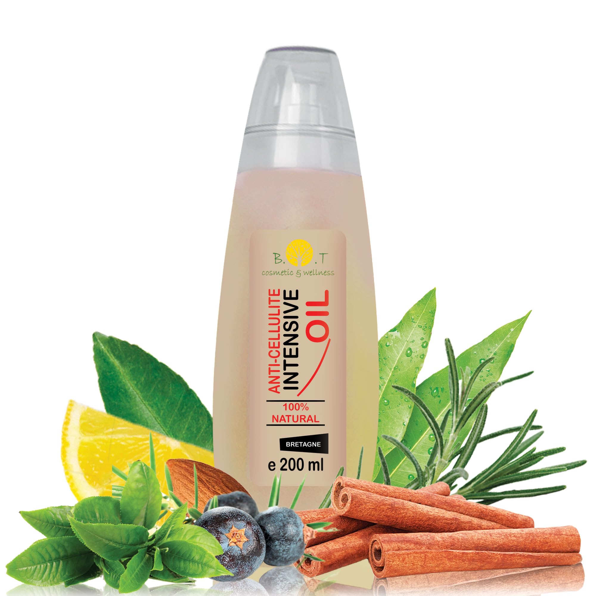 Weight Loss Fat Burner Anti Cellulite Oil 100% Natural with Pure Essential Oil of Lemon, Rosemary, Cinnamon, Basil and Juniper Berry Penetrates Skin Deeper Than Any Cellulite Cream 200 ml