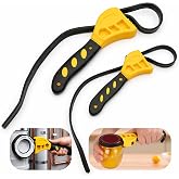Homentry 2-Pack Adjustable Rubber Strap Wrench Set 6" and 8", Oil Filter Wrench Set Rubber Strap Wrench, Non-Slip Belt Wrench for Jar Opener, Water Filter, Plumbing, Sink and Faucet Repair Tool