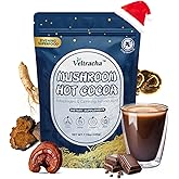 Veltracha Magnesium Hot Cocoa, Mushroom Hot Chocolate Powder with Reishi, GABA & L-Theanine, Natural Sleep Aid Drink Mix for Melatonin-Free, 20 Servings