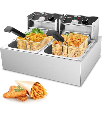 6L-12L Commercial Stainless Steel Deep Fryer With Timer & Basket - Adjustable Temp For Home/Restaurant
