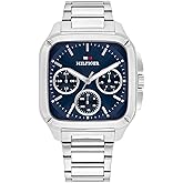 Tommy Hilfiger Men's Multifunction Quartz Watch – 37x39mm Tank Case, Calfskin Strap, Sport-Inspired Design - Gift for Him