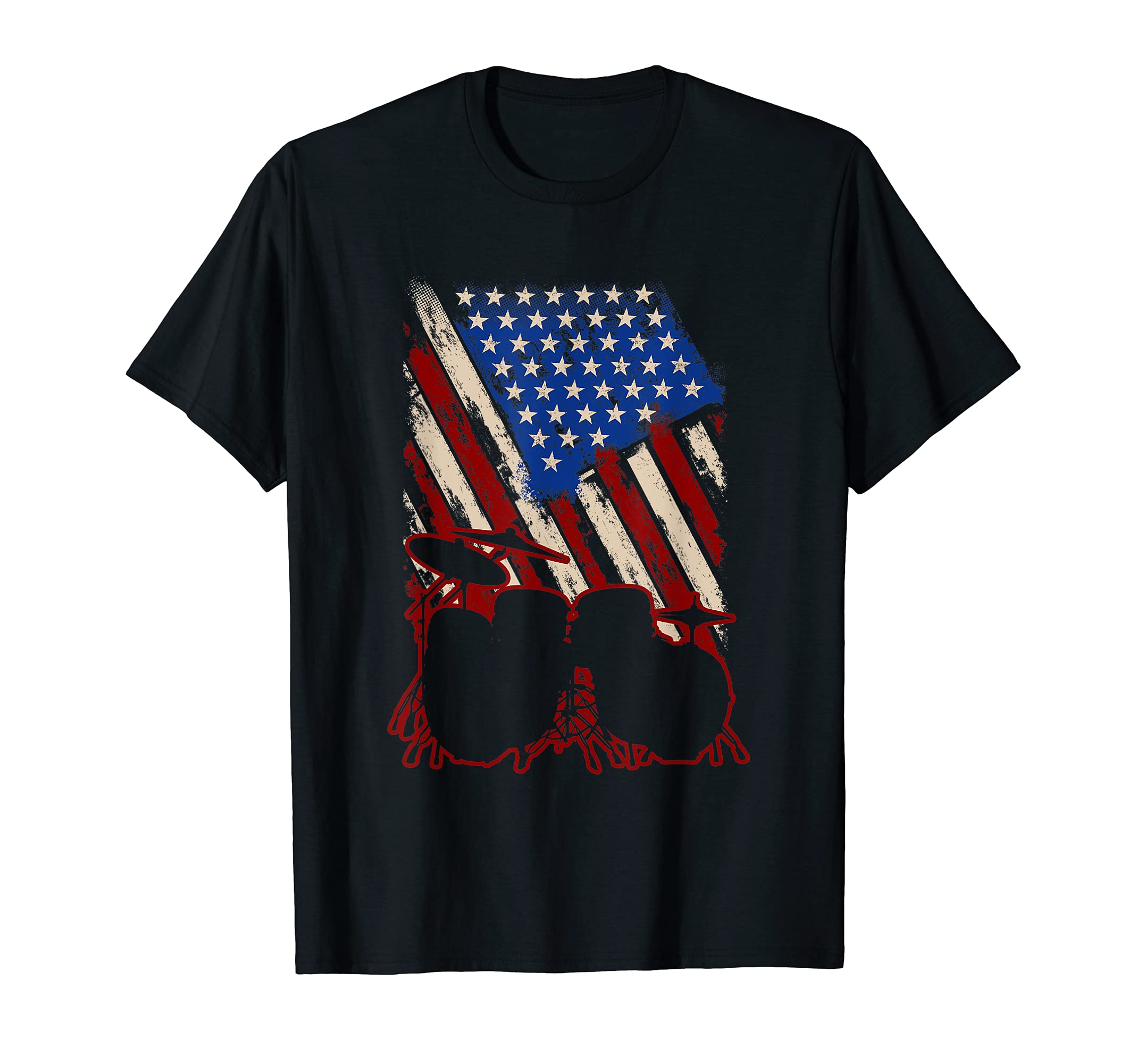 Proud Drummer US Flag Drums Player Drumsticks Musician Drums T-Shirt
