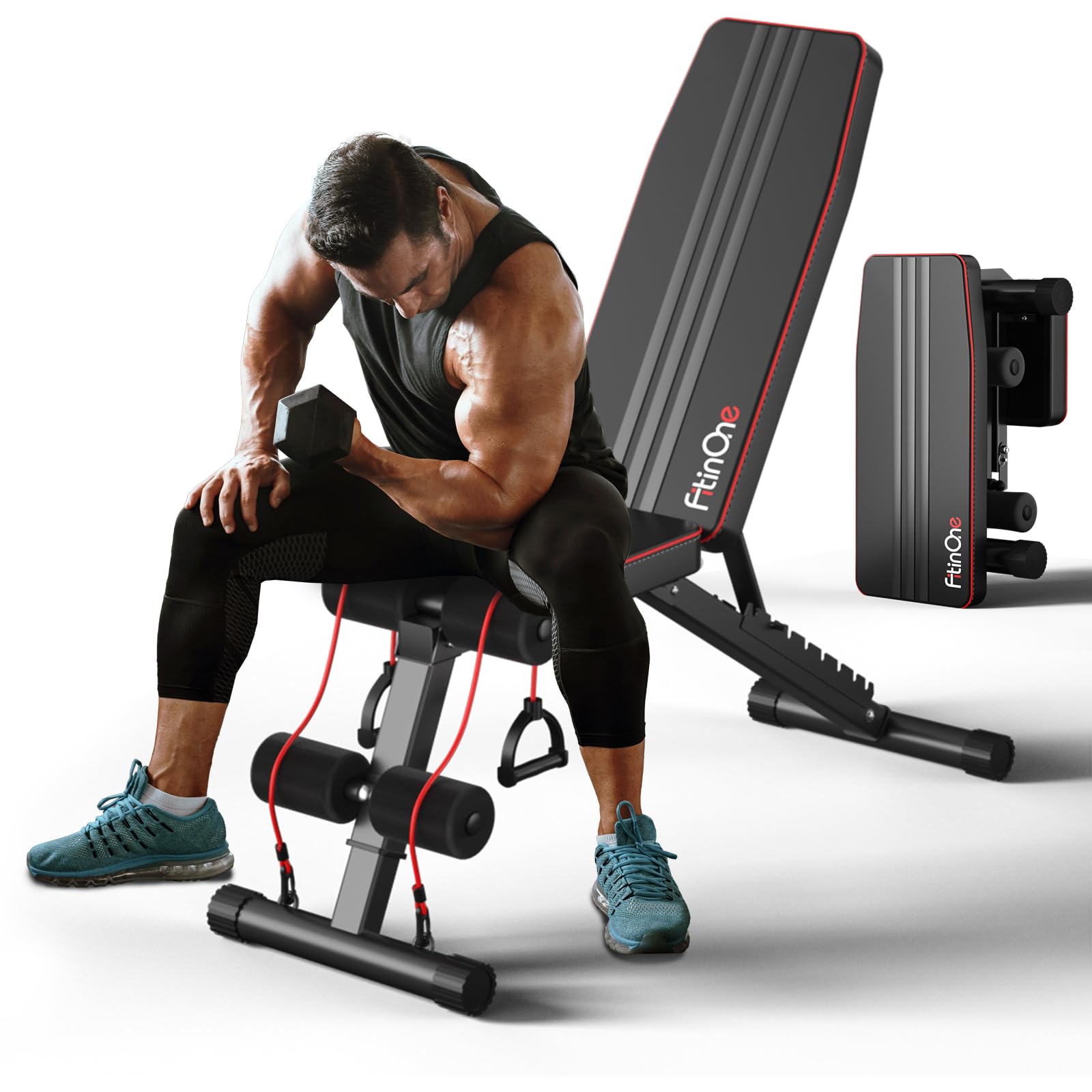 Photo 1 of FitinOne Adjustable Folding Weight Bench for Home Gym, 660 lbs Capacity Multi-Functional Workout Bench Sturdy Durable for Full Body