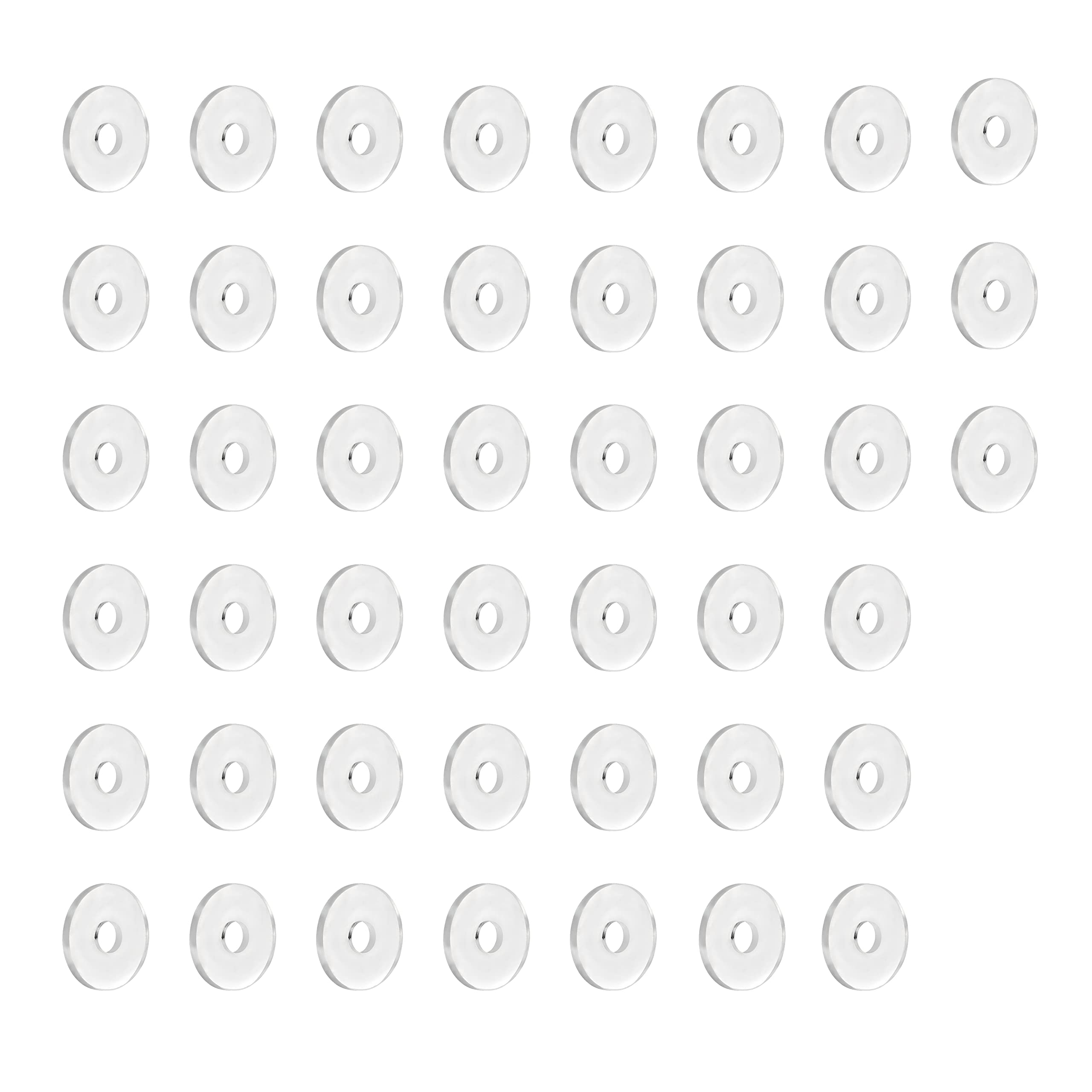 Photo 1 of Jamiikury 1/4" ID x 3/4" OD Clear Flat Washer, 1/16 Inch Thickness Replacement Washer Gasket, PVC Round Washer Spacer, Bathroom Hardware Replacement Parts, Pack of 50