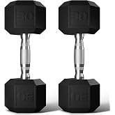 GRETERST Dumbbells Set Rubber Coated Hex Hand Weights Exercise &amp; Fitness for Home Gym Workouts Strength Training Equipment, Black, 30LB