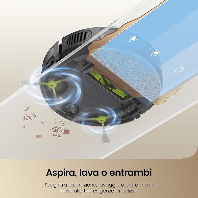 R10 Robot Aspirapolvere Lavapavimenti 3 in 1, 6000 Pa, 200 Min, Controllo APP/Alexa/Google Home e Telecomando, Silenzioso, Auto-Ricarica, per Pavimenti Duri, Tappeti e Peli Animali — foto 4 di 8