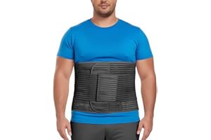 Gepoetry Abdominal Binder, 12-Inch Wide Elastic Belly Wrap for Plus Size Men and Women, Abdominal Binder Post-Surgery Stomach Compression Garment for Hernia Surgery, Natural Birth(Black,XXL)