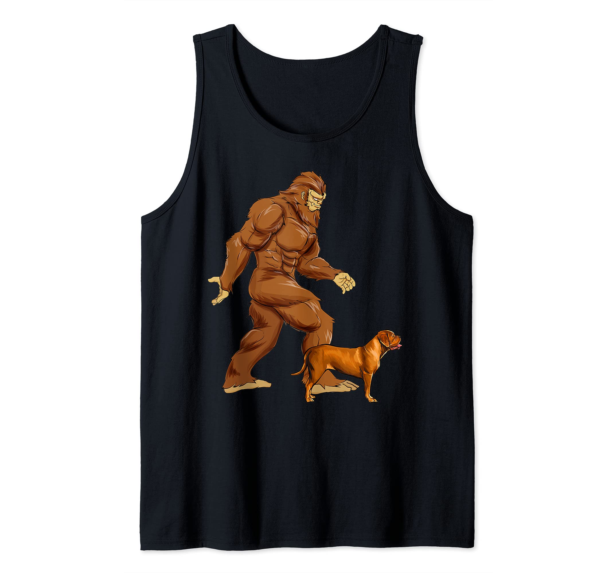 Funny Bigfoot Walking Dogues de Bordeaux Sasquatch Dog Tank Top