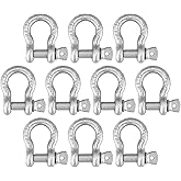 VULCAN Shackles with Screw Pins - Grade 43-3/8 Inch - 10 Pack - 4,000 Pound Safe Working Load