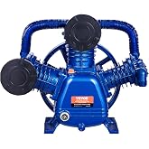 VEVOR Air Compressor Pump Head, 10HP 17.5CFM @ 90PSI, 3-Cylinder Oil Lubricated Air Compressor Piston Pump Head, Dual Stage V-Type Cast Iron Replacement with Max. 185PSI Pressure