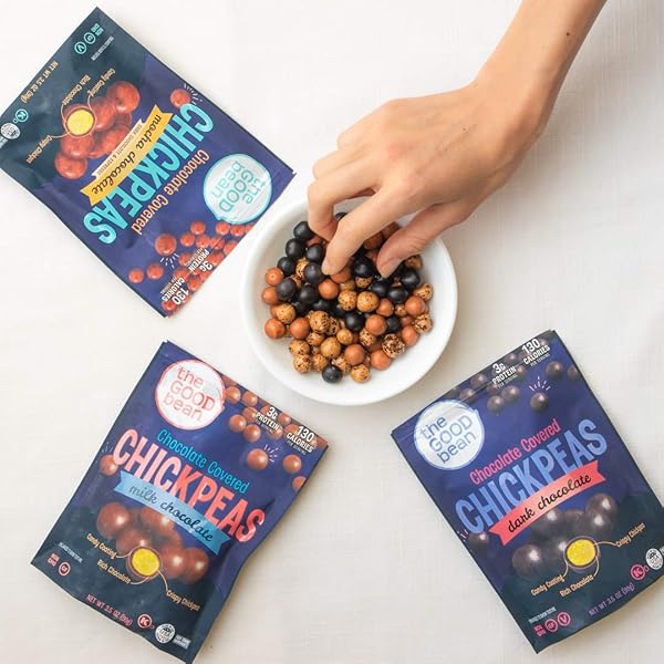 THE GOOD BEAN CHOCOLATE COVERED CHICKPEAS – MOCHA CHOCOLATE – 3.5 OZ RESEALABLE BAG – CRISPY CHOCOLATE CHICKPEA BEANS – CHOCOLATE SNACK WITH GOOD SOURCE OF PLANT PROTEIN AND FIBER