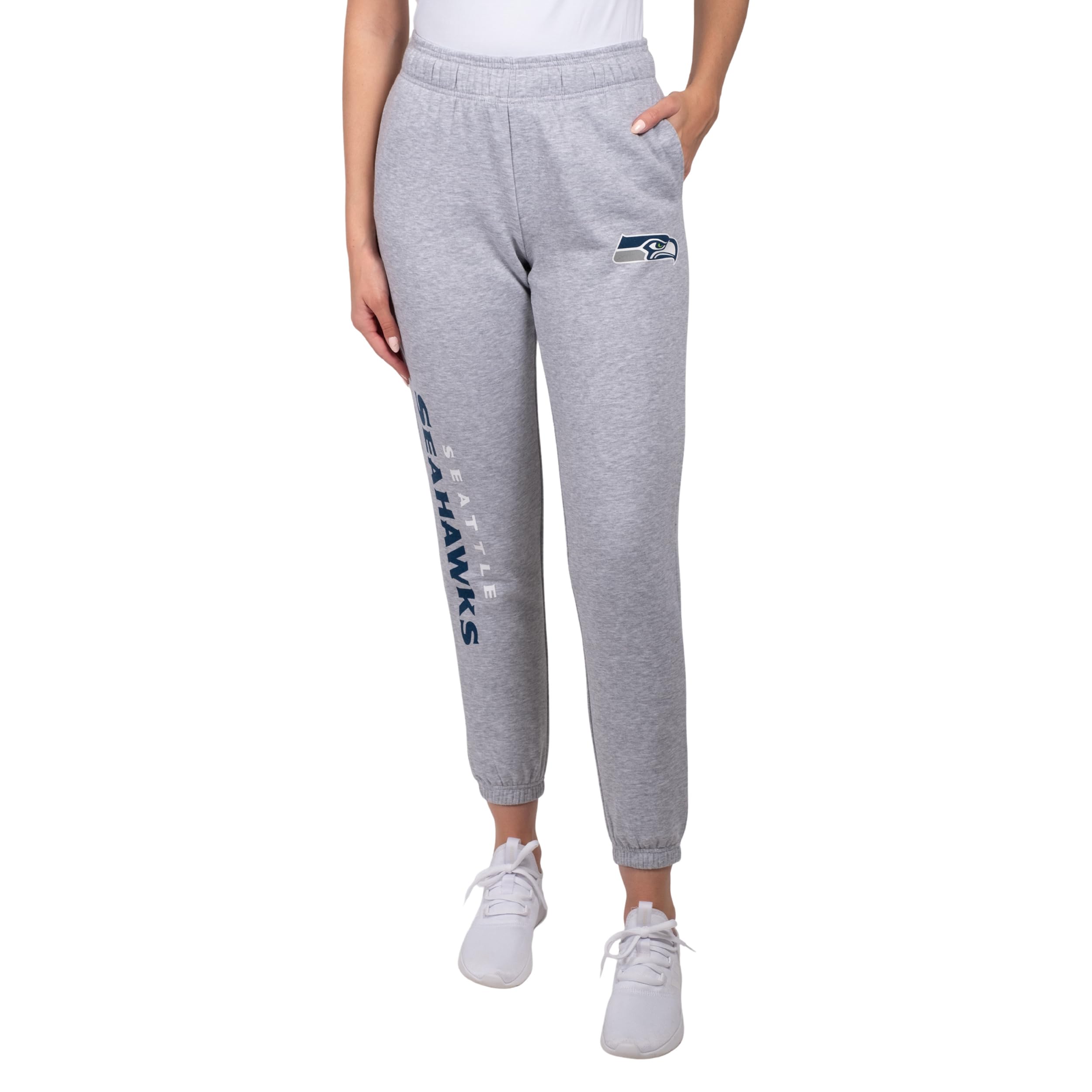 Ultra Game NFL Official Women's Super Soft Fleece Jogger Sweatpants, Seattle Seahawks, Heather Grey, Small Image