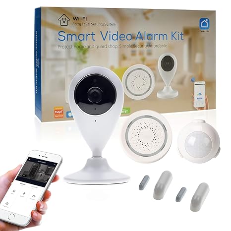 TantumHome 5in1 WLAN Alarmanlagen Set für Haus und Wohnung mit HD WiFi Kamera, Bewegungsmelder, 2X Tür/Fensterkontakt & Siren
