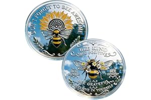 Bee Kind Positivity Coin, Double-Sided Inspirational Bee Token with Sunflower & Laurel Design, Motivational Challenge Coin fo