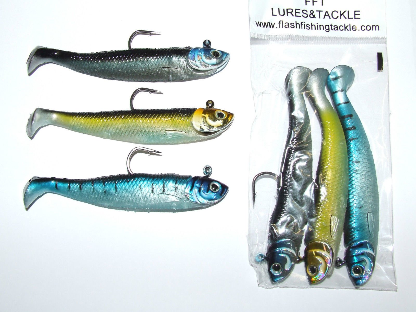 FFT SUPER CATCH CRUSADER SHAD 3 x 28g, 4.5"(11cm) LURES BOAT KAYAK BEACH PIER PIKE SEA FISHING