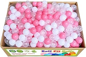 RITAIFER Ball Pit Balls 500 Count for Kids, Children Crush-Proproof Plastic Balls for Ball Pit with 3 Bright Colors, Safe and Non-Toxic, BPA Free, Baby Toddler Pit Balls with Storage Net Bag（Pink）