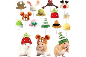 ZIOU 12 Pcs Hamster Hats Mini Party Hats for Small Animals, Cute Hand Knitted Tiny Hats for Snakes Lizards Bearded Dragon Guinea Pig Bunny Reptile Pets Clothes Party Costume Accessories(Random Style)