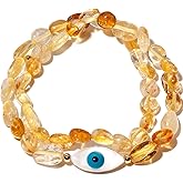 Xfoxstal Spiritual Tumbled Crystals Shell Evil Eye Bracelets Protection Boho Wrap Bracelets for Women Wealth Good Luck