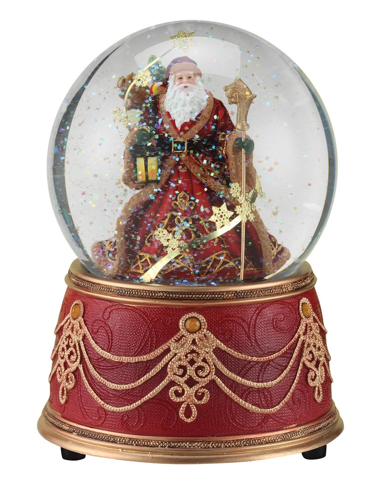 Photo 1 of ***(MINOR DAMAGE/ SEE NOTES FOR DETAILS)***Roman Santa with Snowflakes Musical We Wish You a Merry Christmas 100mm Snow Globe