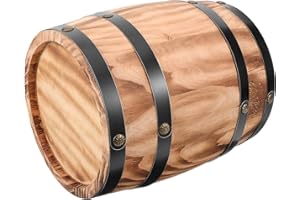 Lurrose Wooden Oak Barrel Decoration Small Retro Wood Barrel Craft 20X16Cm Bar Landscape Decor for Home and