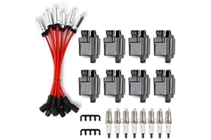 DEEGOOLY 8PCS UF-271 Square Ignition Coils Pack & 41-962 Platinum Spark Plugs & M8-48322R Spark Plug Wires 8mm Set Compatible with Chevrolet GMC Cadillac 4.8L 5.3L 6.0L 8.1L Replaces# UF271 D581 1255