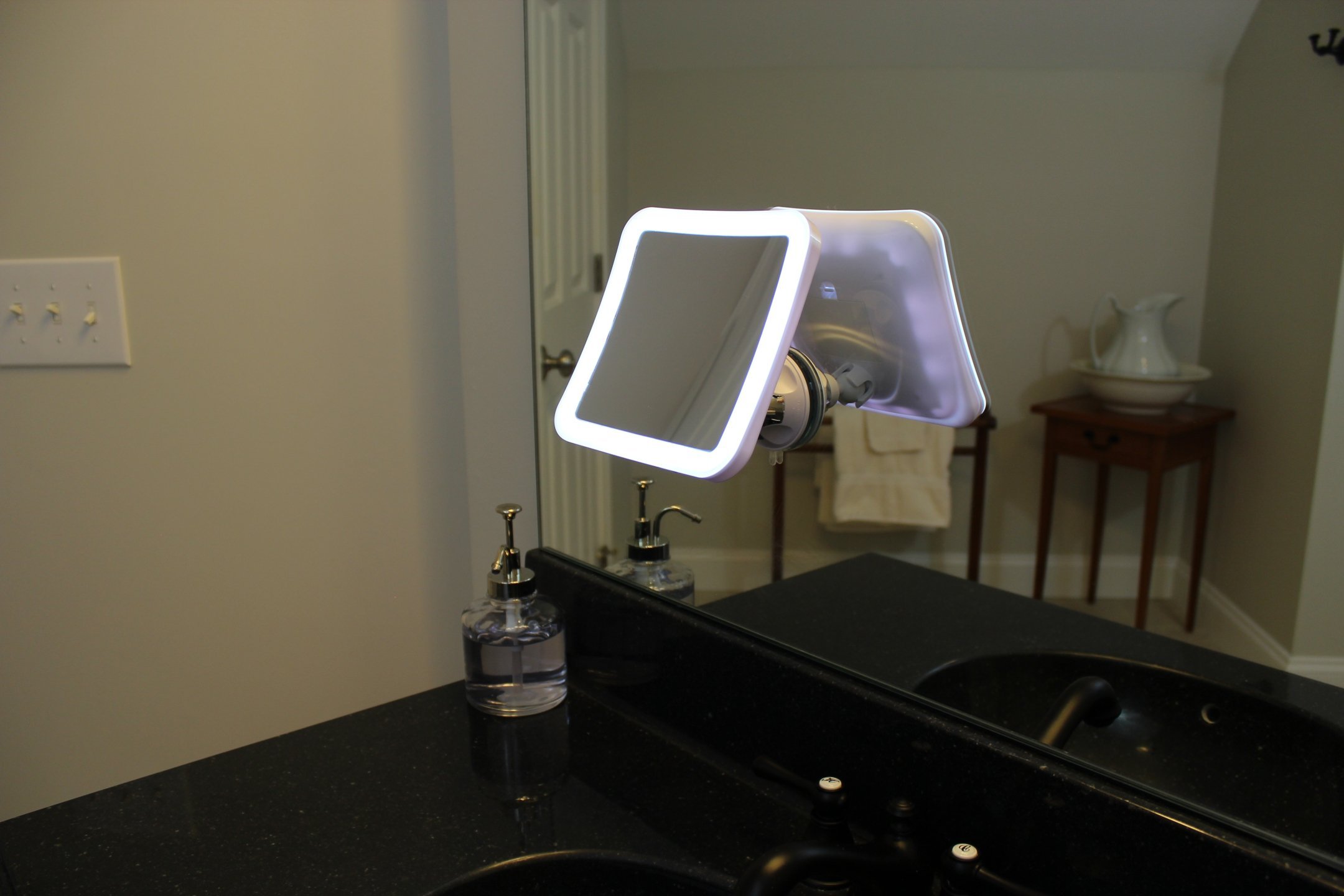 7X Lighted Makeup Mirror With Locking Suction Mount And Ball Joint Swivel