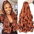 WIPPORYA Ginger French Curl Braiding Hair 24 Inch Soft Ginger Braiding Hair Pre Stretched Loose Wave Bouncy 100g/pack Yaki Crochet Hair for Black Women Hair Extensions for Braids (#350)