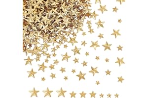 arricraft 600 Pcs Star Hotfix Iron On, 4/6/10mm Star Embellishments Flat Back Mini Rhinestone Appliques Punk Rivets Metal Star Studs for Costume Decoration Accessories DIY Craft, Golden