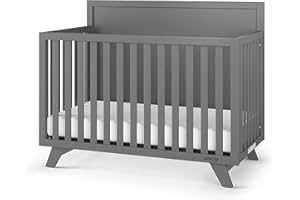 Child Craft SOHO Flat Top 4-in-1 Convertible Crib, Baby Crib Converts to Day Bed, Toddler Bed and Full Size Bed, 3 Adjustable Mattress Positions, Non-Toxic, Baby Safe Finish (Cool Gray)