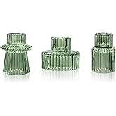 WELLIFE Taper Candle Holders-Candlestick Holders, Green - Set of 3 for Wedding, Party & Table Centerpiece Decor