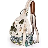 Girl's Convertible Sling Bag, Hand Craft Artisan Purse, Beautiful Canvas Premium Casual Day Mini Backpack for Women (Green Marsh)