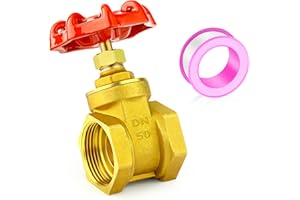 GASHER 1PCS 2 Inch Brass industrial Gate Valve, Heavy-duty Rotary Sluice Valve with Female x Female Threads, with Wheel Handle, For Water, Oil, Gas