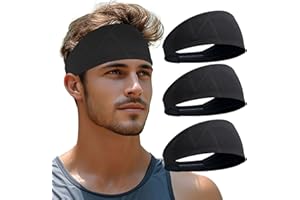 Sports Headband for Men and Women - 3 Pack Elastic Wide Sports Hair-Band Dual-Layer Lightweight Breathable Sweatband for Runn