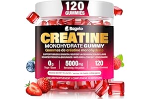 Creatine Monohydrate Gummies 5000mg for Men & Women, Gomitas de 5g Creatine Monohydrate,120 Pre Workout Gummies for Muscle St