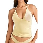 SUUKSESS Women Double Lined Halter Tank Top Summer Padded Going Out Tops Sleeveless Basic Shirts