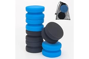 Paint Sponge Black 6Pcs, Boyistar Detail Painting Sponge Double-Side Art Craft Round Sponges for Car Waxing, Wall Repairing Kitchen Cleaning Sponges with Storage Mesh Bag (3 Black + 3 Blue)