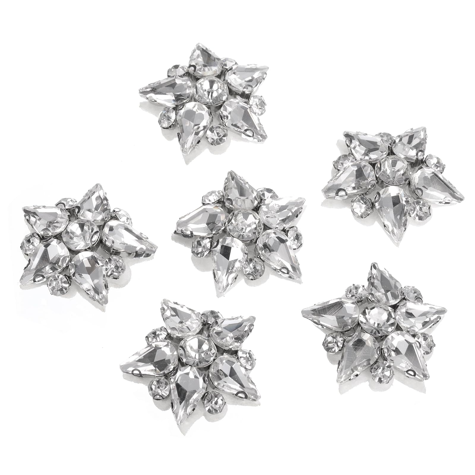 Photo 1 of uxcell Handmade Star Beaded Patches, 6Pcs Glass Crystal Rhinestone Appliques Star Patches Appliques for Clothing DIY Sewing Accessories, White