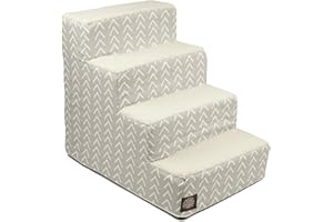 Majestic Pet 4 Step Portable Dog Stairs for Small Dogs to get on Bed Supports 250 lbs or Less – Dog Steps for High Bed with Machine Washable Cover –Pet Stairs for Cats Boho Arrow Light Gray