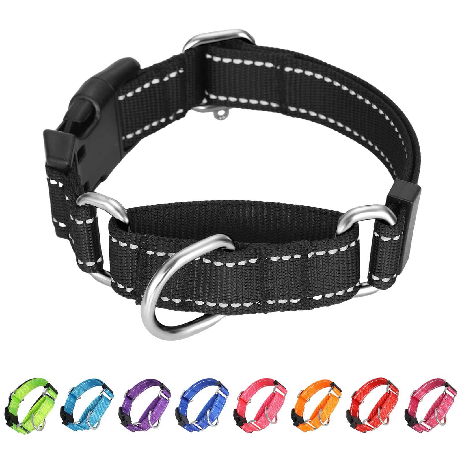 Photo 1 of BXPAW Martingale Collar for Dogs,Reflective No Pull Dog Collars with Quick Release Buckle,Adjustable Nylon Martingale Dog Collar for Walking Training(Purple, Extra Large)