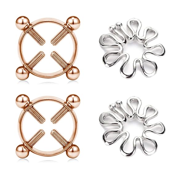 Incaton 2 Paare Chirurgenstahl Non Piercing Illusion Fake Nipplepiercing Nipple Piercing Nipplering Brustwarzenring Brustwarz