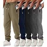 OZYJD Mens Sweatpants with Zipper Pockets 5 Pack Athletic Joggers for Men Warm Slim Fit Track Workout Running Sweat Pants