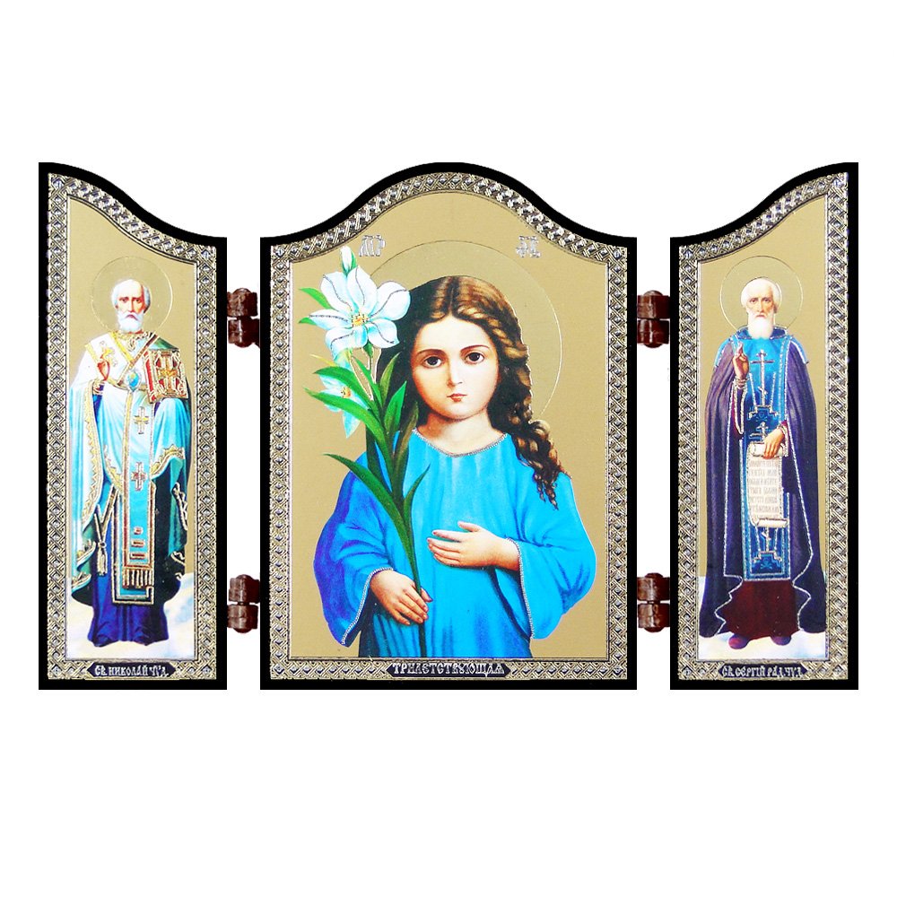 NKlaus 1418 Triletstvujushhaja Mother of God Christian Icon Triletstvujushhaja Rice โ image 1